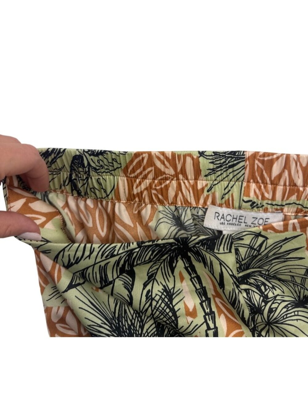 Rachel Zoe Wide Leg Palazzo Pants Women's M Tropical Palm Tree Resortwear - Picture 10 of 10